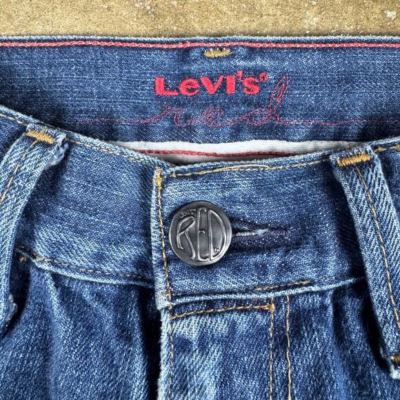 Levi’s Red Skinny Straight Jeans Men’s 30x30 Mid-2000s Archive Dark Wash Vintage - Picture 8 of 16